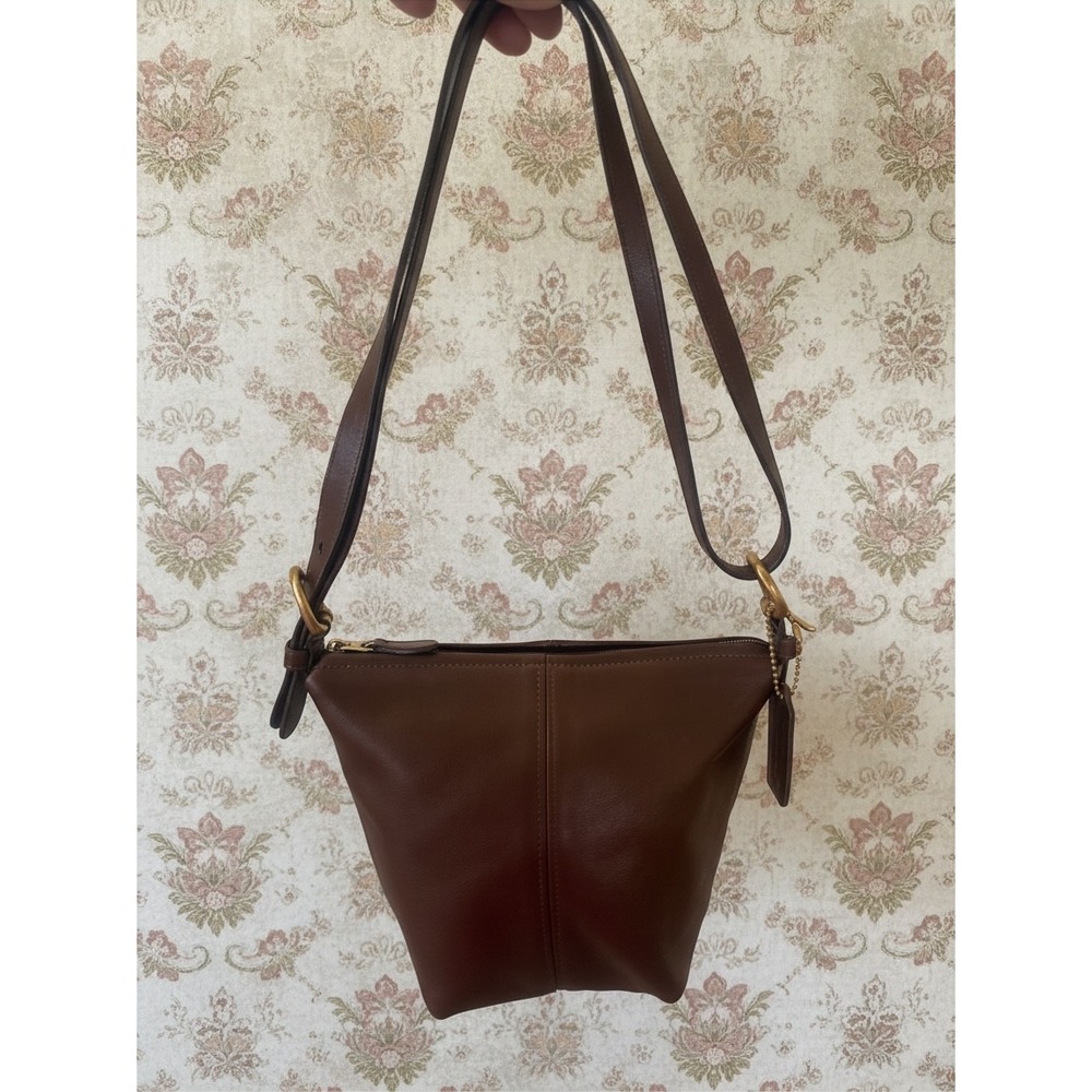 Vintage Coach 4107 Soho Mini Basket Bag Mahogany Brown Leather Crossbody 90s